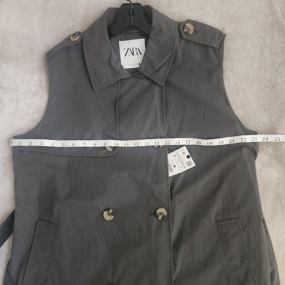Zara Belted Long Vest Dress Green Size L BNWT - Picture 11 of 14